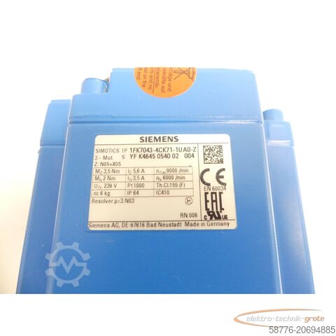 Control unit Siemens Drive - Cliq Stecker für 1FK7043 Synchronmotor SN: YFK4645054002004