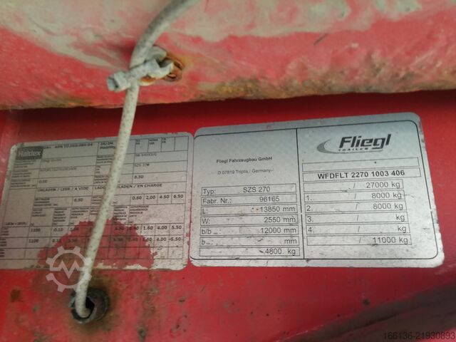 Open semitrailer with tarp FLIEGL Fliegl SZS 270 Mega Plateau Auflieger