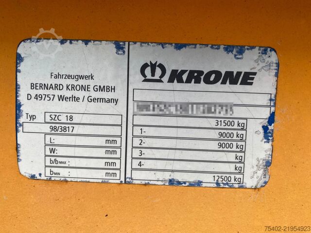 Container transport Krone SZC 18 / 20 FT / SAF + Disc