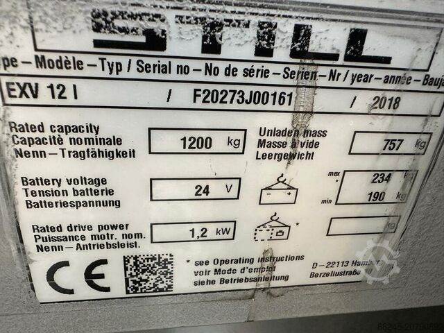 Elektrischer Hochhubwagen Still EXV 12i mit Hubhöhe 3.324 mm, Referenznummer VS-22578 STILL EXV 12i