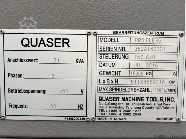 Universelles 5-Achs-Bearbeitungszentrum Quaser PRO.FLEX 6