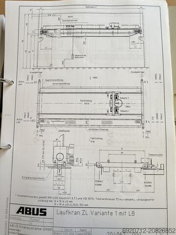 Zweiträger 19.200 - 2x 2,5 t - 2006 Abus Dubbelligger Bovenloopkraan