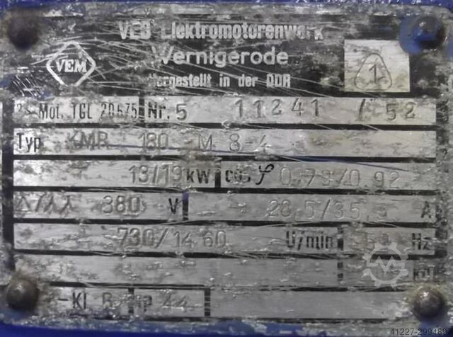 Electric motor 13/19 kW 730/1460 Rpm VEM KMR180M8-4