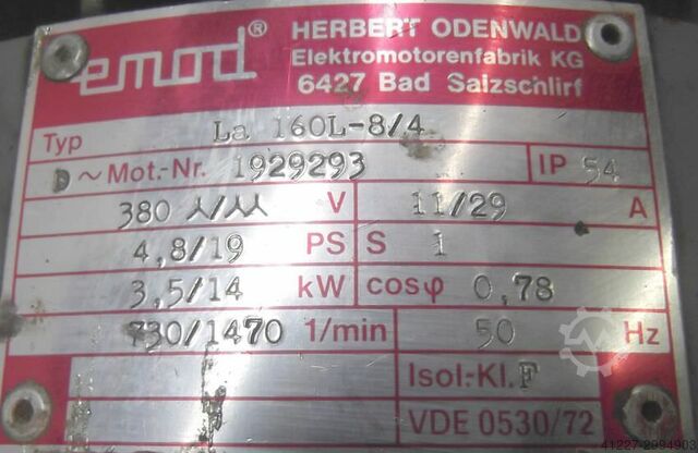 Electric motor 3.5/14 kW 730/1470 Rpm Emod La160M-6/4