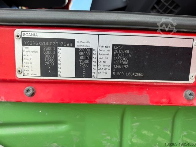 Tipper truck SCANIA R500 V8 6x2 Highline / Cabel Tipper / Kipper