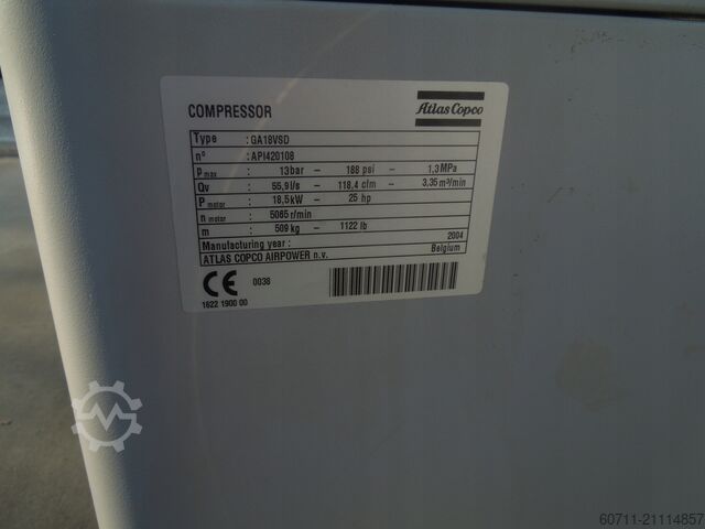 Schraubenkompressor Atlas Copco GA18VSD