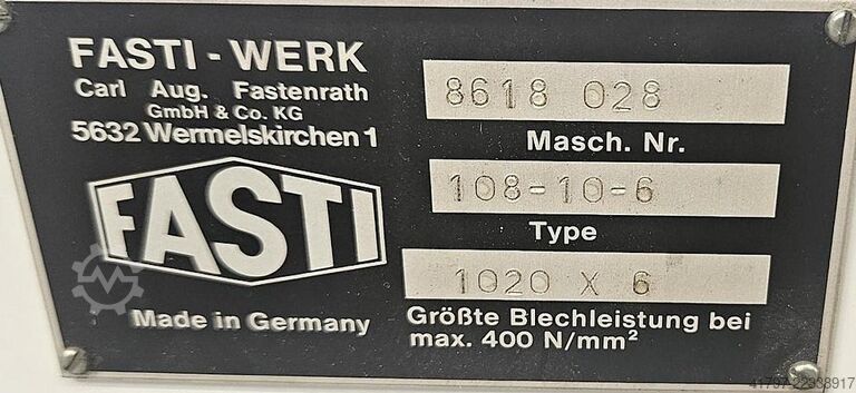 Round bending machine Fasti 108-10-6 Fasti 108-10-6