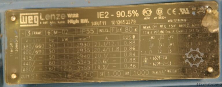 Pressure blower 11 kW Aretbw VRVP 500-5N-L135°