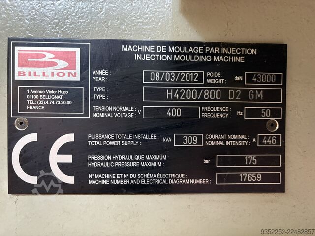 Injection molding machine Billion H4200/800 D2 GM