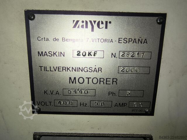 Bed type milling machine Zayer 20KF 3000