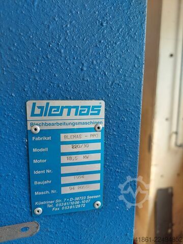 Hydr. Press brake BLEMAS 220-30