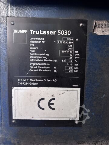 Laser cutting machine TRUMPF TruLaser 5030 L16 inkl. Liftmaster