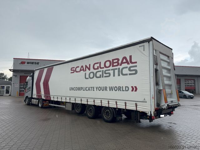 Open semitrailer with tarp  Wiese Mega Schiebeplane mit Dhollandia Rampe 9t