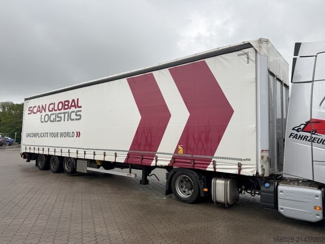 Open semitrailer with tarp  Wiese Mega Schiebeplane mit Dhollandia Rampe 9t