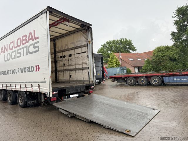 Open semitrailer with tarp  Wiese Mega Schiebeplane mit Dhollandia Rampe 9t