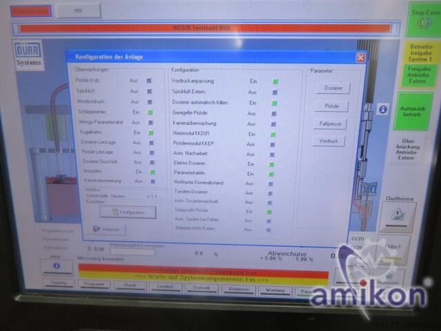 Prüfstation für Kleberköpfe inklusive DÜRR 5 Robotergeführte Kleberköpfe