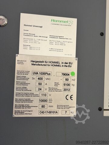 Vertical machining center Hommel UVA 1035 PLUS Heidenhain