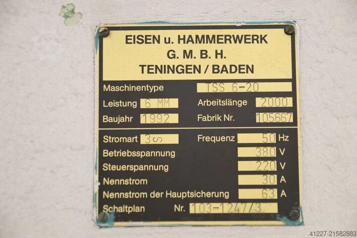 Tafelschere 6 x 2000 mm EHT TSS 6-20