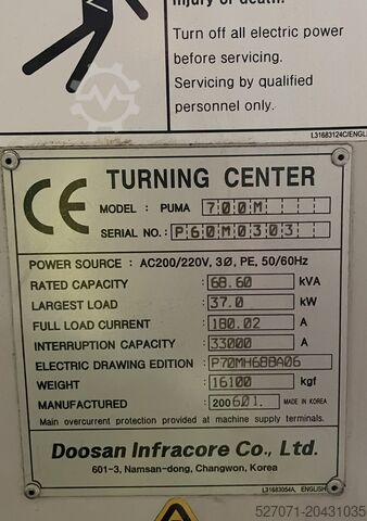 Cnc-gesteuerte Schwerlast-Drehmaschine Daewoo PUMA 700M