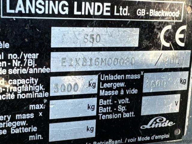 Side loader forklift Linde S50 //Duplex 4850 mm //