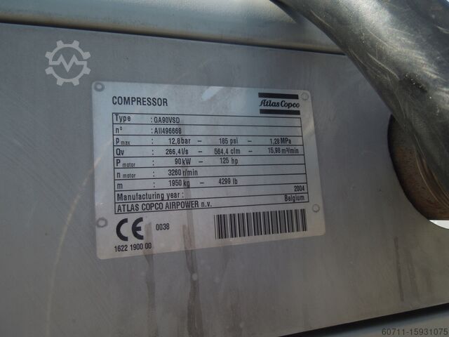 Screw compressor Atlas Copco GA90VSDFF