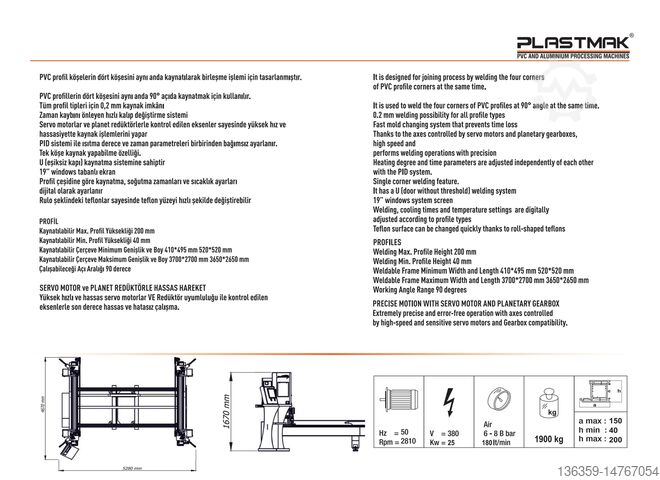 Vier-Ecken-Schweißmaschine PLASTMAK PVC ALÜMİNYUM İŞLEME MAKİNELERİ SÇ 100 GOLD PLUS