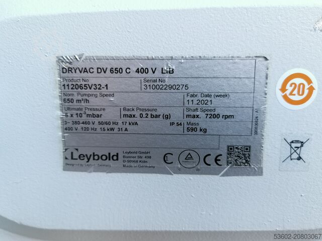 Vakuumpumpe Leybold DRYVAC DV 650 C 400 V