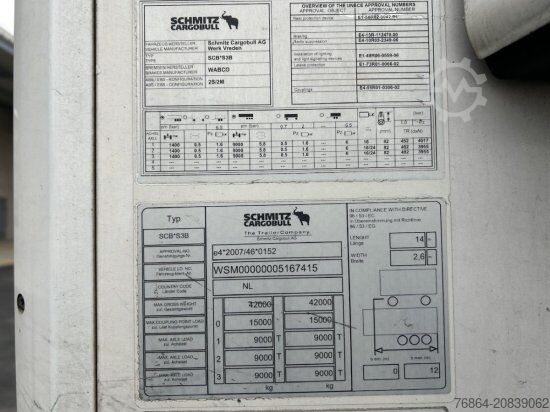 Tieflader-Sattelauflieger SCHMITZ SCB S3B KüHLAUFLIEGER, TK SLXE 400, BLUMENBREITE