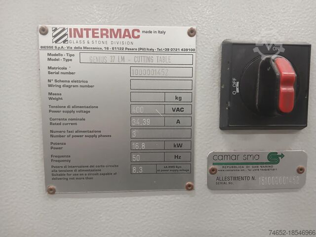 Glass cutting table INTERMAC 37LM 2014 Baujahr