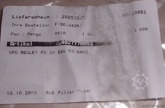 Generator -Spannungsregler Piller PS 3x 60V 50/60 Hz