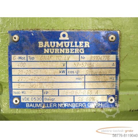 Baumuller engine Baumüller GNAF 112 LV Gleichstrom - Motor SN:89104776