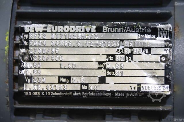 Gear motor 0.55 kW 95 rpm SEW-EURODRIVE SF32 DT71D2BMG/Z