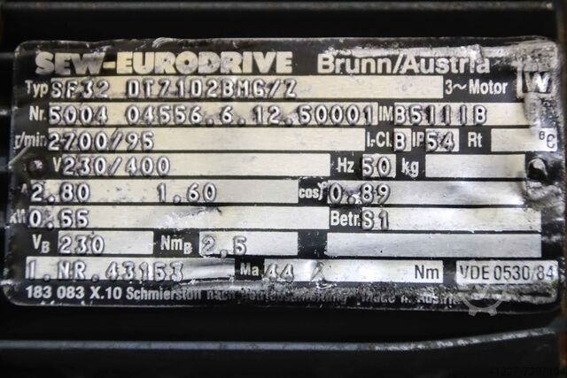 Gear motor 0.55 kW 95 rpm SEW-EURODRIVE SF32 DT71D2BMG/Z