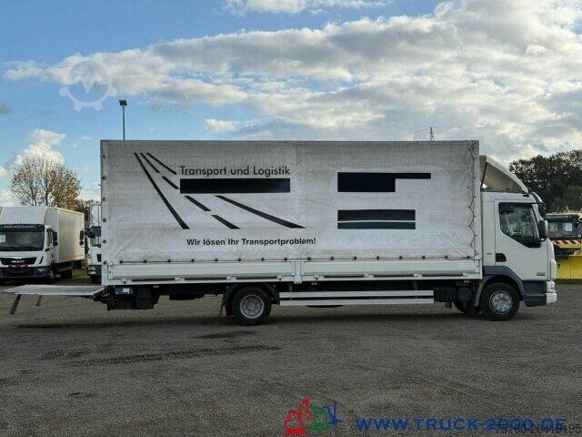 Flatbed truck with tarp DAF LF220 Plane Spriegel Ladebordwand Dautel 1500 Kg