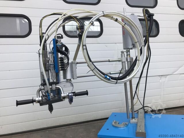 Electric dual screwdriver unit with automatic feed, pneumatic double stroke, mounted on handling dev BÖLLHOFF / BOSCH REXROTH / JÄGER HANDLING UVS-100-2-R-E / Handy-Flex 300