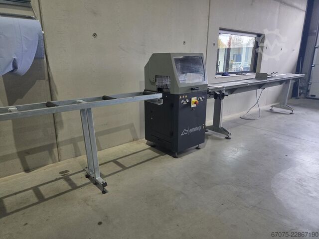 Einkopfsäge incl Meßsystem + Rollenbahn Emmegi SCA Mini 400P + Fermo VIS