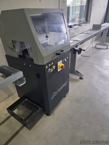Einkopfsäge incl Meßsystem + Rollenbahn Emmegi SCA Mini 400P + Fermo VIS