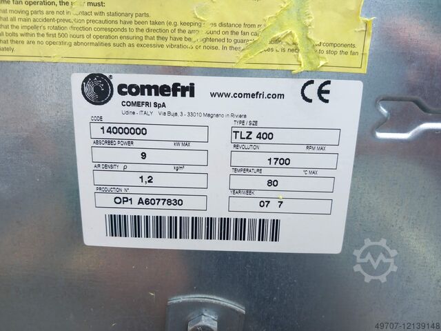 Radial ventilator Comefri TLZ 400 