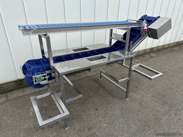 Franz Maschinenbau elevator incline conveyor with double-sided cutting tables FRANZ-MASCHINENBAU 