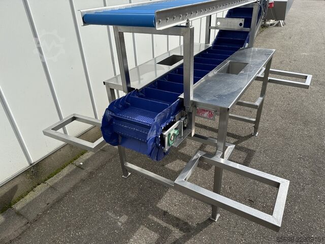 Franz Maschinenbau elevator incline conveyor with double-sided cutting tables FRANZ-MASCHINENBAU 