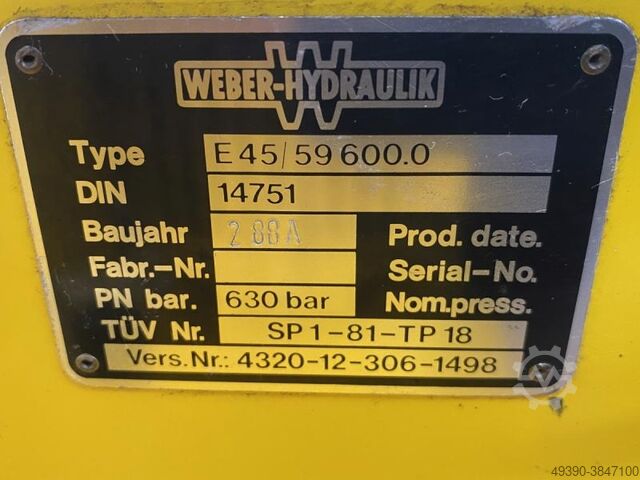 Spreiz- und Pressgerät mit Hydraulikaggregat, Hydraulische Spreizzange, Hydraulikspreizer, Hochdruck WEBER E45 / 59600.0 -- SP30 / 59 198.0
