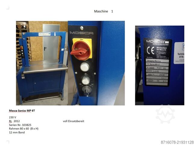 Strapping machine Mosca SoniXs MP-6 T