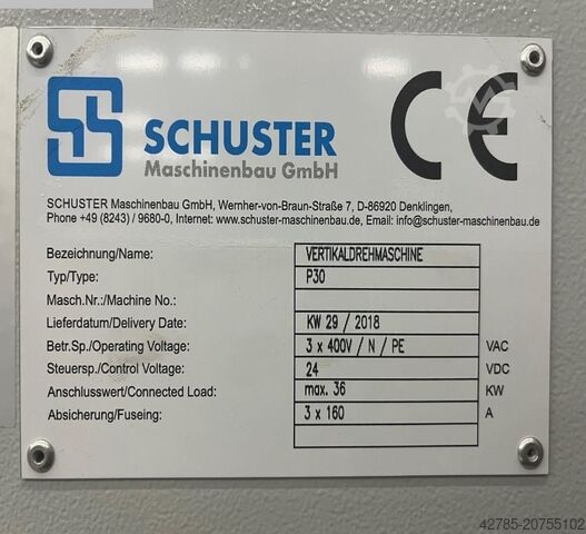 Vertikaldrehmaschine SCHUSTER P30