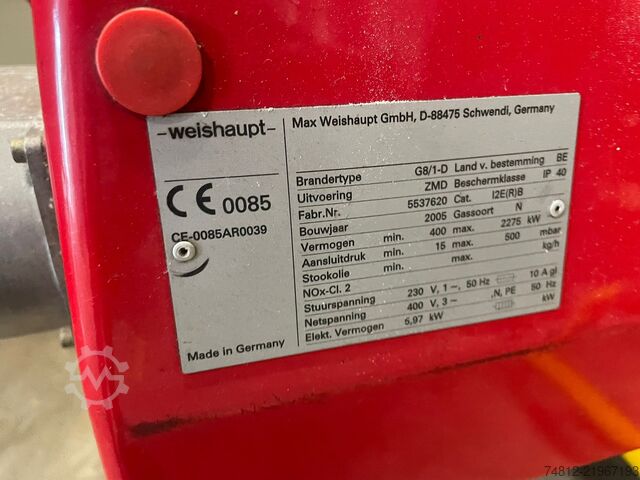 Steam boiler installation (2x 2300 kg/h) Viessmann 2300 kg/hr + Weishaupt burner Vitomax 200 HS + G8/1-D ZMD