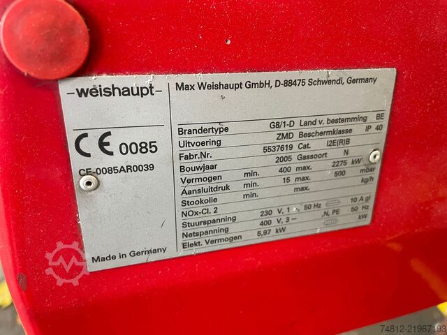 Steam boiler installation (2x 2300 kg/h) Viessmann 2300 kg/hr + Weishaupt burner Vitomax 200 HS + G8/1-D ZMD