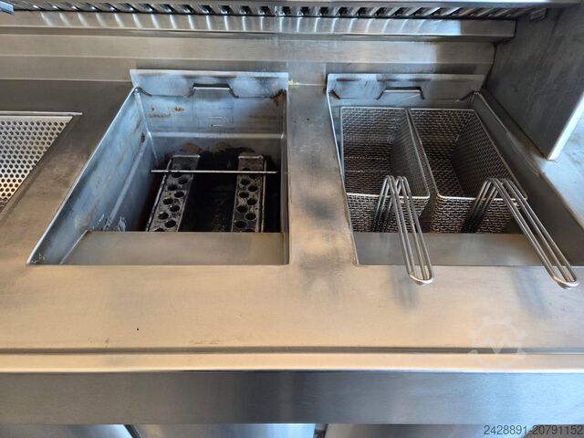 Dreikammer-Fritteuse mit Bratplatte und Bain-Marie. Kiremko HRF 2