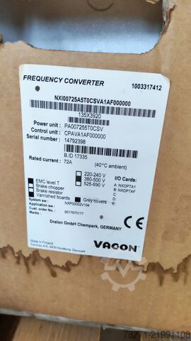 Common DC Bus Inverter Unit Vacon NXI00725A5T0CSVA1AF000000
