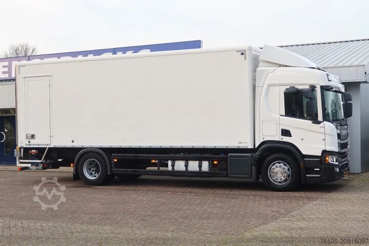 Box body Scania P320 4X2 Bak + Dhollandia klep 2000 kg  1x bed