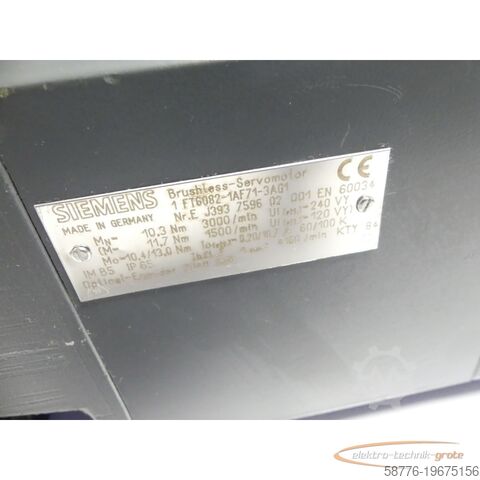 Control unit Siemens 1FT6082-1AF71-3AG1 Synchronservomotor SN: EJ393759602001
