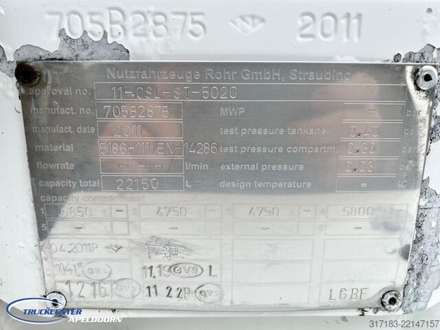 Tanker Volvo FH 500 Rohr 22150 Liter, 4 Compartimenten, Reta...